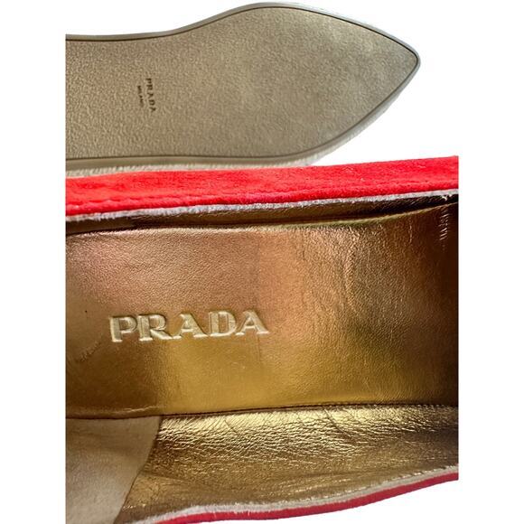 Prada Women's Espadrilles suede pointed flats red calzature Size 41.5‎ US 10 - Picture 6 of 11